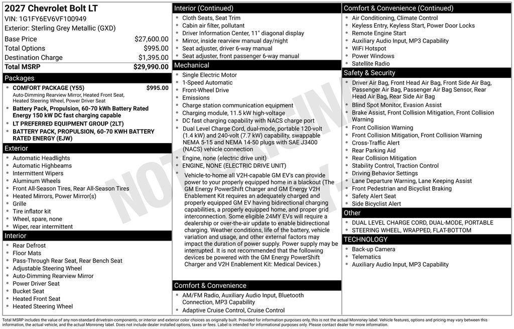 2027 Chevrolet Bolt LT