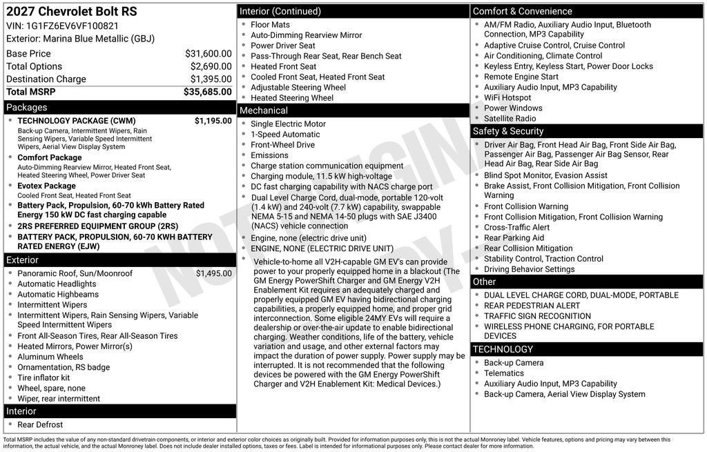2027 Chevrolet Bolt RS