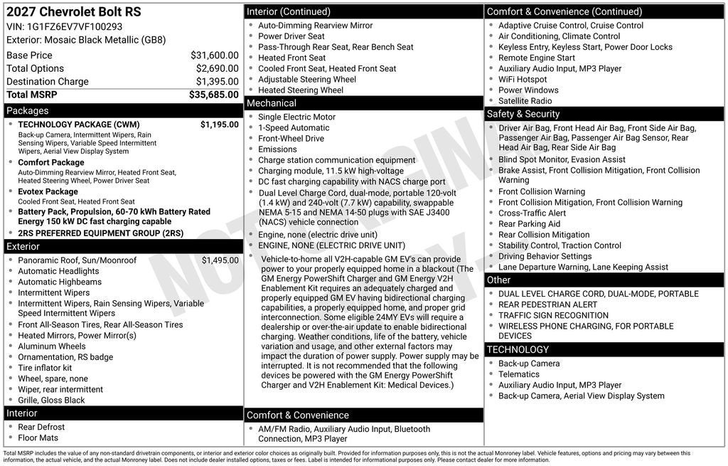 2027 Chevrolet Bolt RS