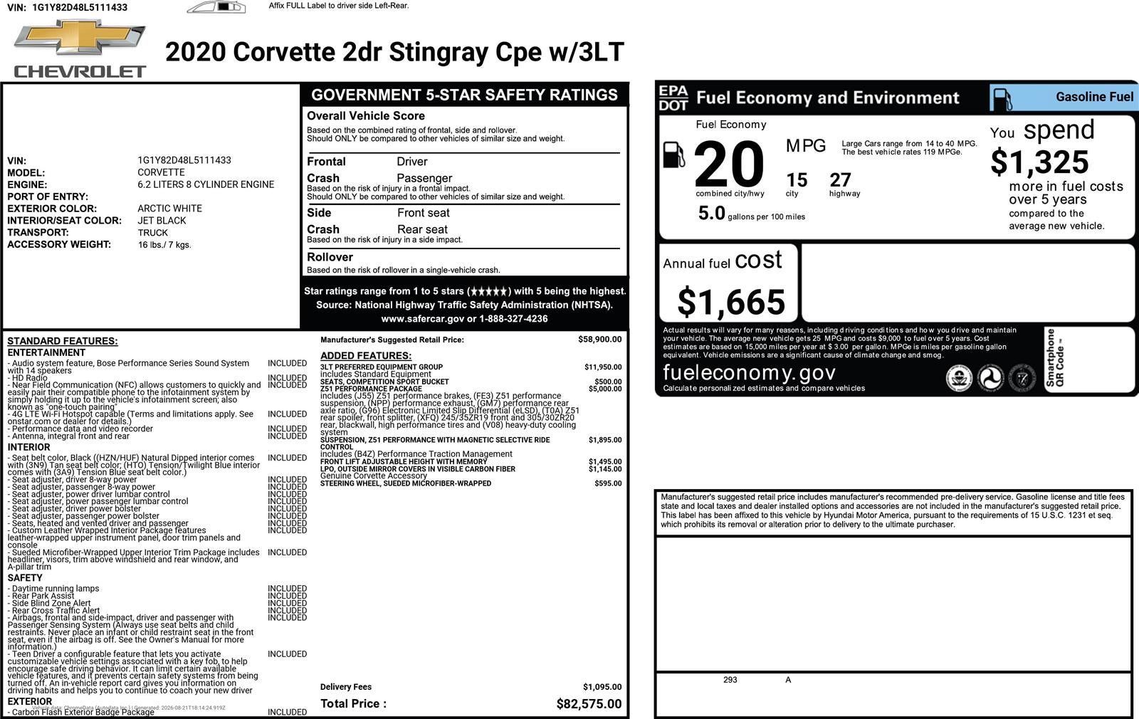 2020 Chevrolet Corvette Stingray 3LT
