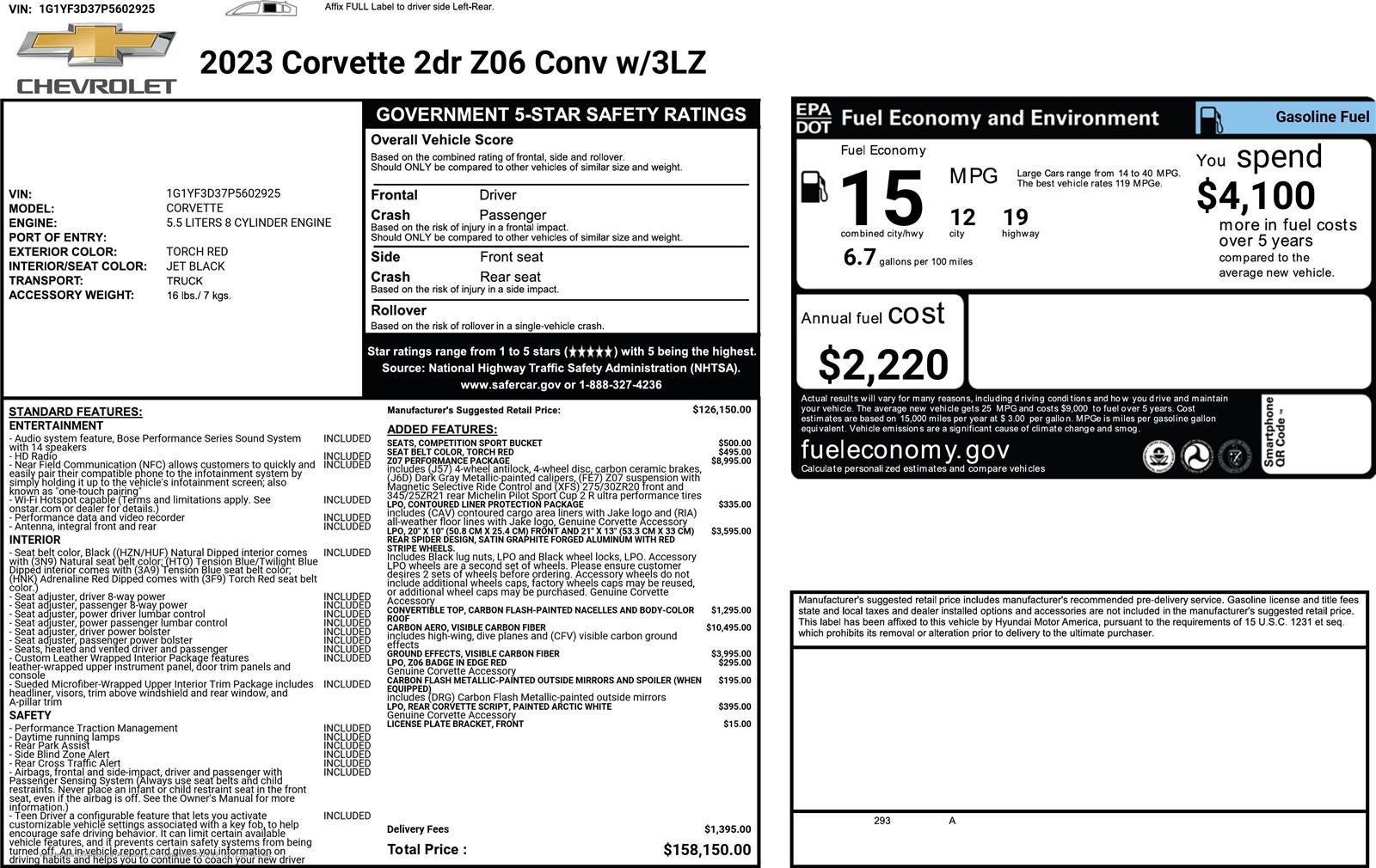 2023 Chevrolet Corvette Z06 3LZ