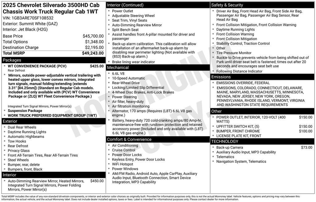 2025 Chevrolet Silverado 3500 HD Chassis Cab Work Truck