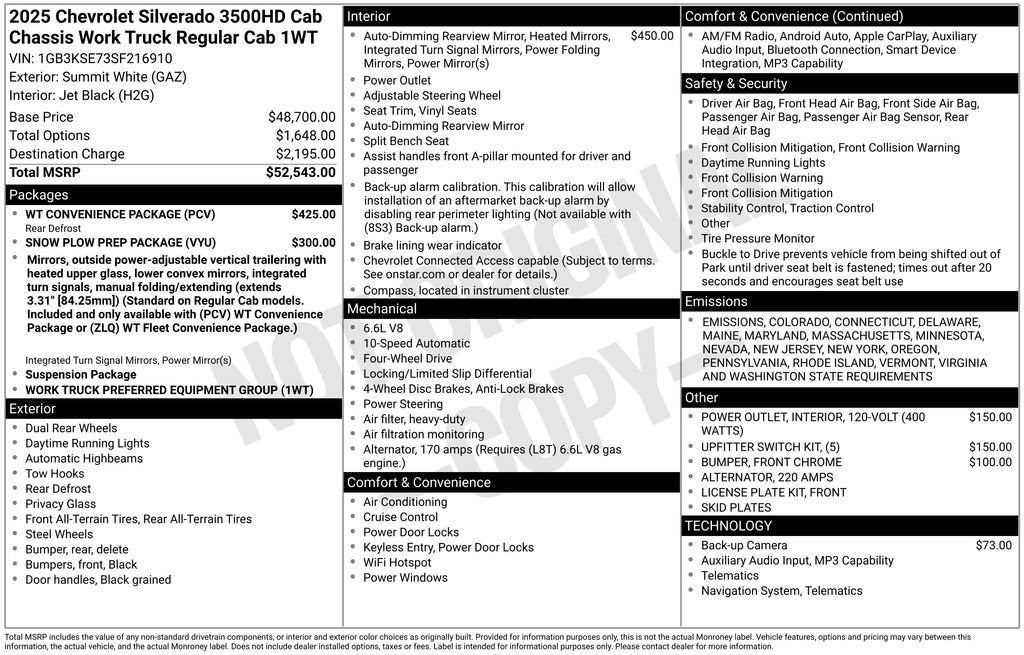 2025 Chevrolet Silverado 3500 HD Chassis Cab Work Truck