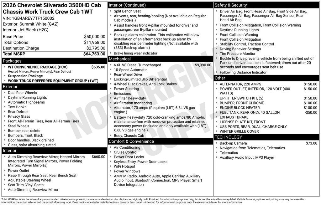 2026 Chevrolet Silverado 3500 HD Chassis Cab Work Truck