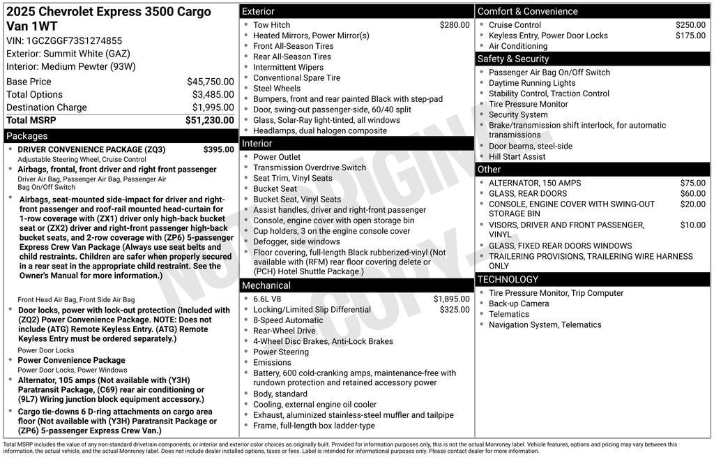 2025 Chevrolet Express Cargo 3500 WT