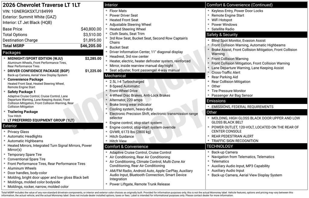 2026 Chevrolet Traverse LT