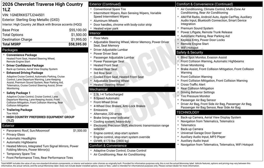 2026 Chevrolet Traverse High Country