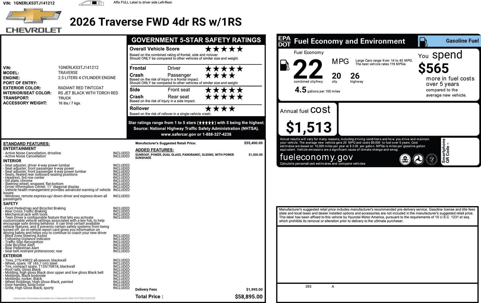 2026 Chevrolet Traverse RS