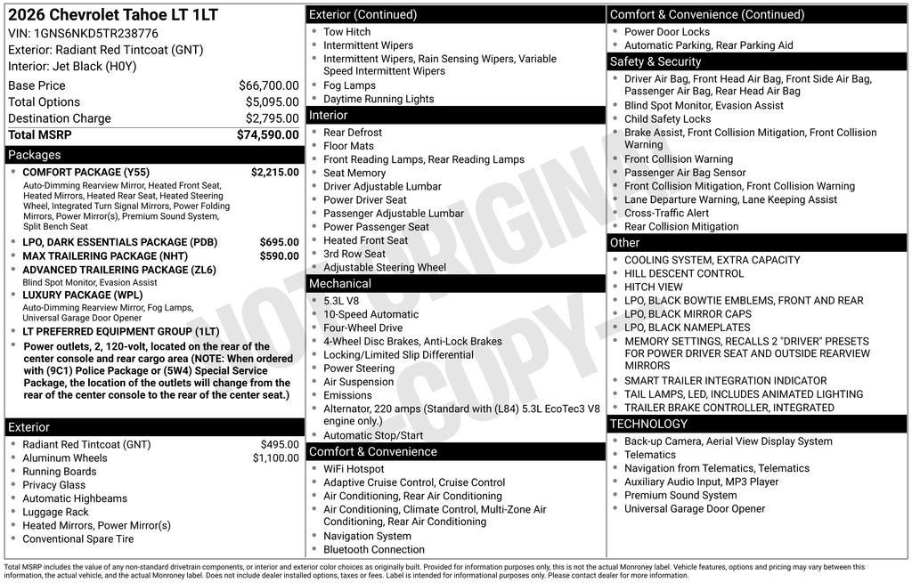 2026 Chevrolet Tahoe LT