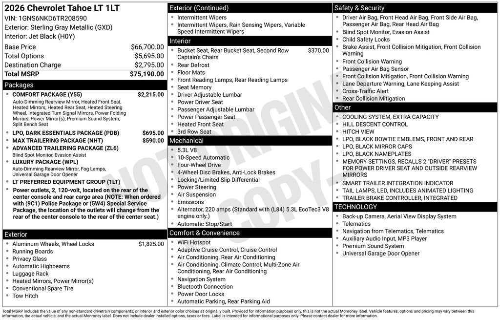 2026 Chevrolet Tahoe LT