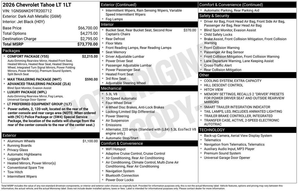2026 Chevrolet Tahoe LT