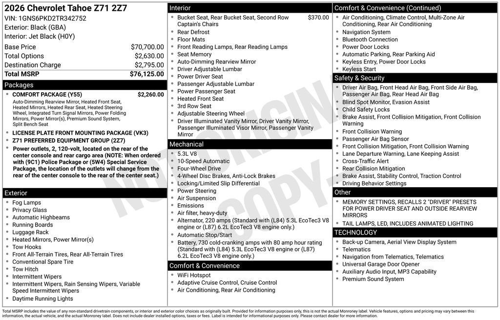 2026 Chevrolet Tahoe Z71