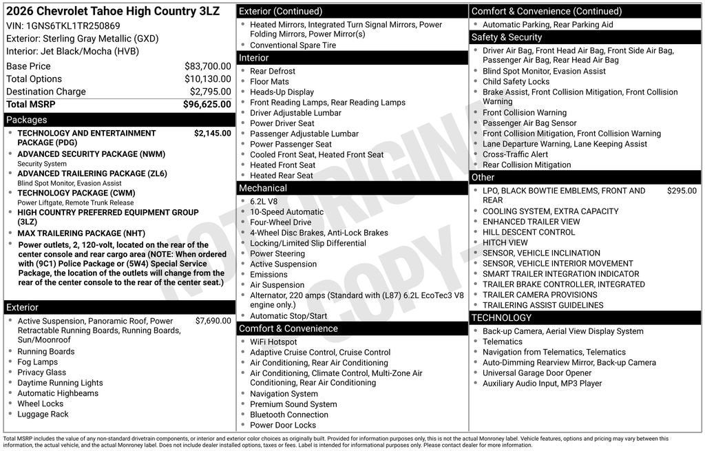 2026 Chevrolet Tahoe High Country