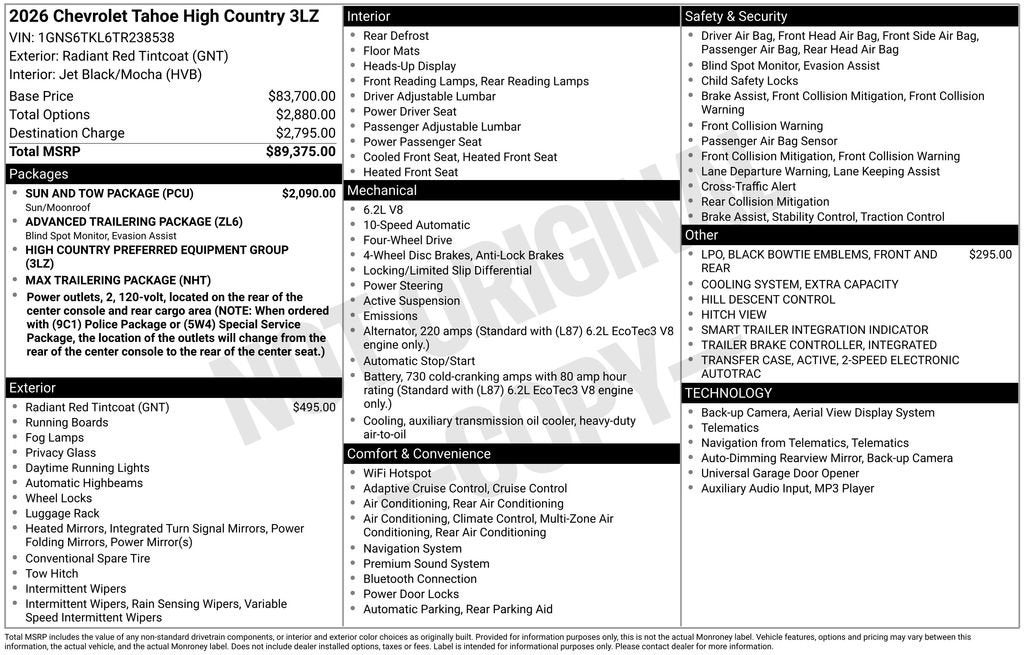 2026 Chevrolet Tahoe High Country