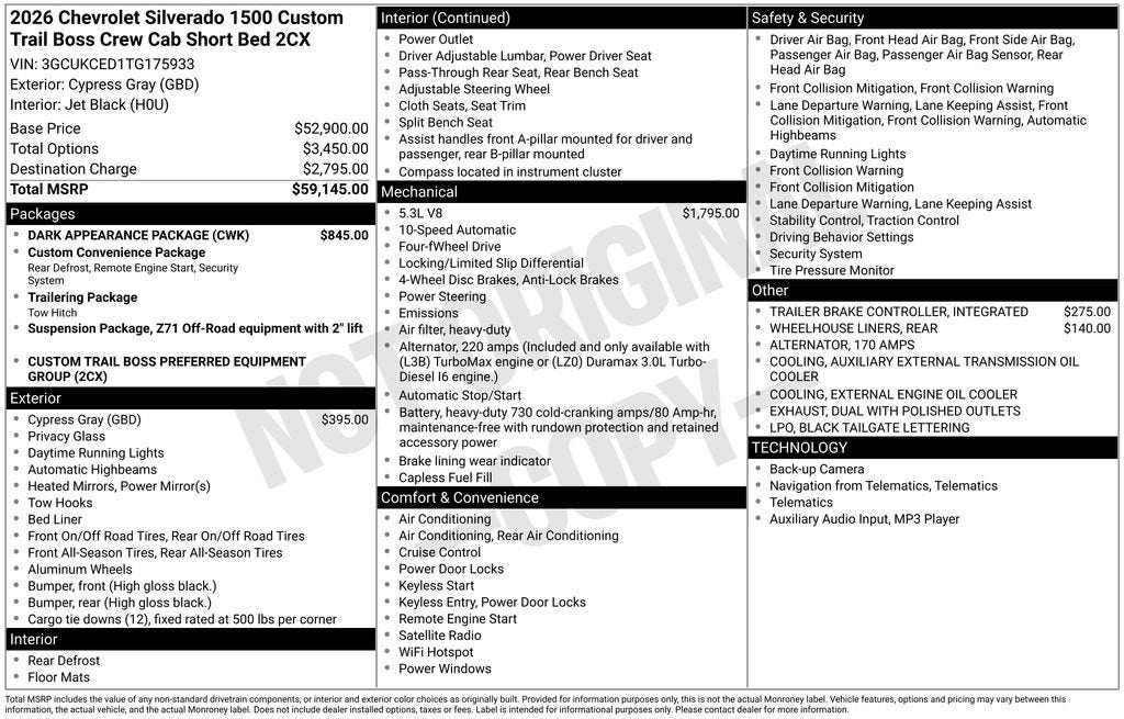 2026 Chevrolet Silverado 1500 Custom Trail Boss