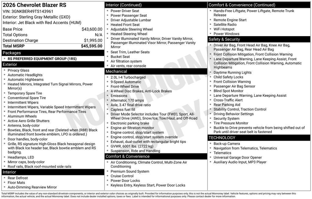 2026 Chevrolet Blazer RS