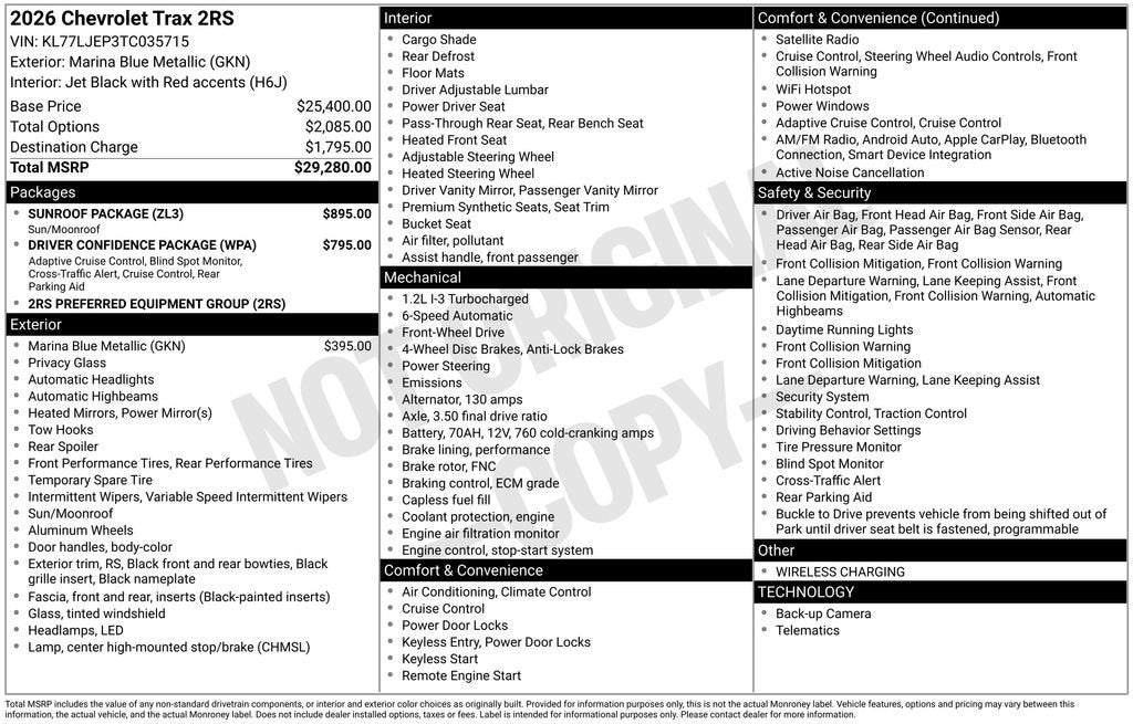2026 Chevrolet Trax 2RS