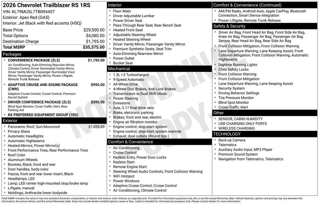 2026 Chevrolet Trailblazer RS